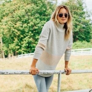 Tuckernuck Heather Broadway Gray Stripe Wool Cashmere Blend Sweater Size Small